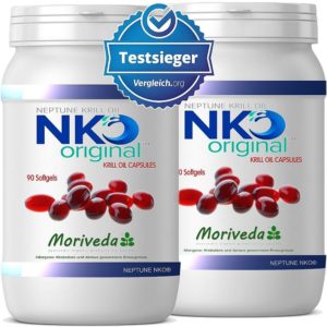 NKO Krillöl Kapseln Testsieger auf weissem Grund