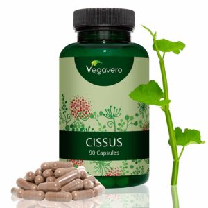 Cissus Kapseln und Dose auf weissem Grund